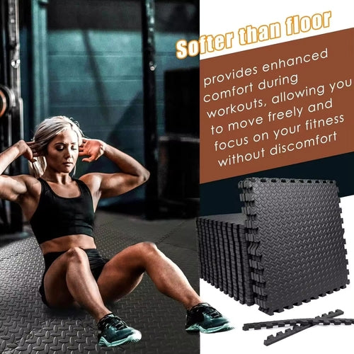 Gym Floor Puzzle Mat Set | Interlocking Foam Protection Tiles
